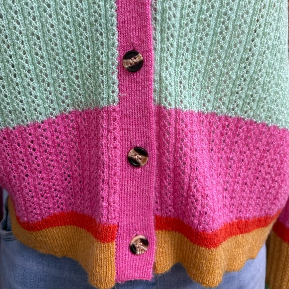 NWT Dee Elly Women’s Multi Color Striped Cropped Cardigan Sweater | Size L - Picture 6 of 12